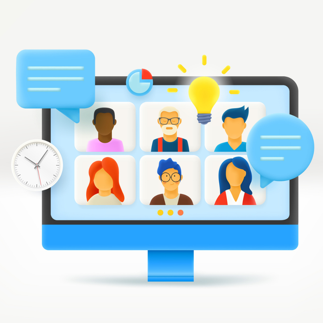 computer screen with virtual meeting